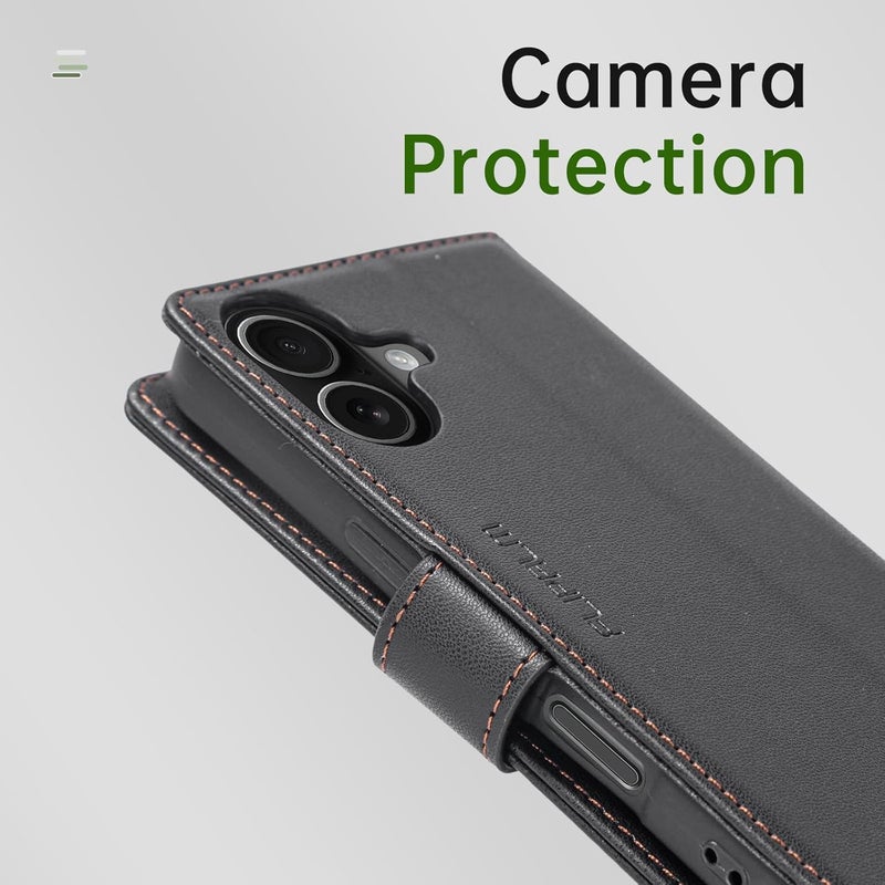 FLIPALM Wallet Case for iPhone 17 with Credit Card Holder,PU Leather Folio Flip Kickstand Protective Shockproof Cover for Apple 17 Phone Case (Black, for iPhone 17-6.3'') - Image 5